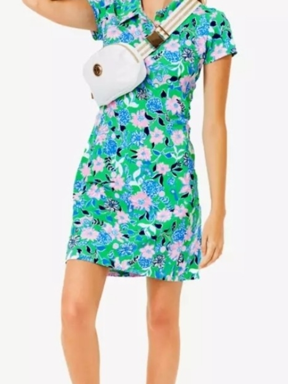 Lilly Pulitzer Women's Frida Scallop Luxletic polo pockets floral dress XS upf50